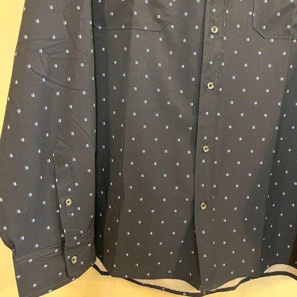 REACTION Kenneth Cole Men's Navy Blue Long Sleeve Button Down Shirt Size 3X - Picture 2 of 5